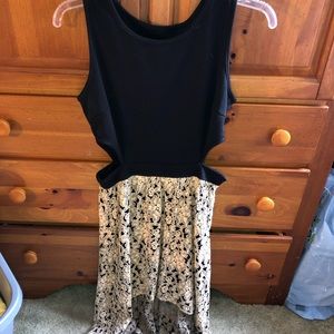 Dressy black and gold high low dress